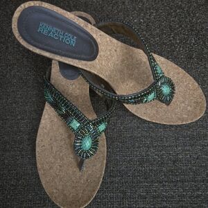 Kenneth Cole Reaction Women's Beaded Sandals - Turqouise Sz 9